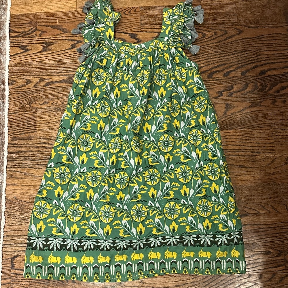 Roberta Roller Rabbit Floral Green and Yellow Kids Dress Size 10 Girls